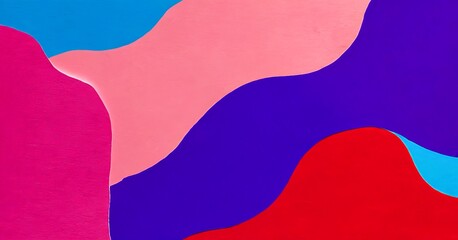 Poster - Abstract composition featuring overlapping curved lines in various vibrant colors, including pink, blue, and red.