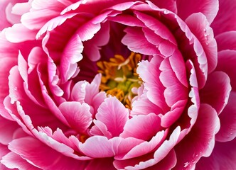 Poster - A close-up pink peony flower, showcasing its intricate layers and vibrant center