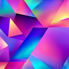Aufkleber - a vibrant abstract composition of overlapping triangular shapes in various shades of pink, purple, blue, and yellow, creating a dynamic and visually striking pattern