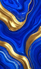 Leinwandbilder - a striking abstract pattern with swirling blue and gold hues, creating a sense of movement and dynamism