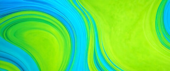 Poster - a vibrant abstract pattern with swirling lines in shades of green and blue, creating a dynamic and visually striking composition