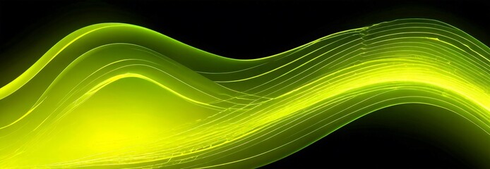 Poster - a striking abstract composition of curved lines in various shades of green, creating a sense of movement and dynamism The lines are arranged in a zigzag pattern, with