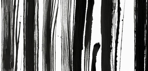 Leinwandbilder - a black and white abstract composition featuring vertical lines and splatters of ink, creating a dynamic and textured visual effect