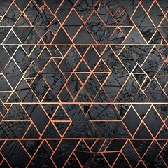Poster - a close-up view black and gold geometric pattern composed of overlapping triangular shapes