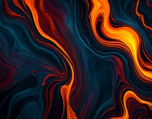 Aufkleber - a striking abstract pattern with swirling, fiery hues of orange, red, and blue. The pattern is composed of vertical and horizontal lines, creating a dynamic and captivating