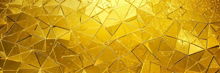 Poster - a golden mosaic composed of numerous triangular pieces, creating a visually striking and intricate pattern The golden color of the mosaic is highlighted by the presence of