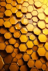 Leinwandbilder - a repeating pattern of hexagonal shapes in varying shades of yellow, creating a visually striking and textured composition