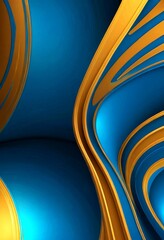 Aufkleber - a striking abstract composition of curved lines in blue and gold, creating a sense of movement and dynamism