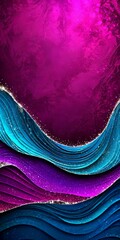 Fototapete - a vibrant abstract composition with a gradient of purple and blue hues, accented by shimmering white lines and specks of gold The background is a deep purple, with a