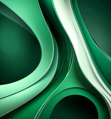 Poster - a digital art piece with a green and white color scheme, showcasing a complex arrangement of curved lines and shapes