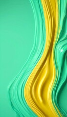 Poster - a vibrant abstract composition with a gradient of turquoise and gold colors The central focus is a curved line that transitions from turquoise at the top to gold at the