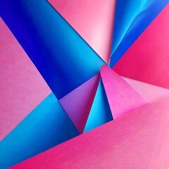 Poster - a vibrant abstract composition of overlapping geometric shapes in various shades of pink, blue, and purple, creating a dynamic and visually striking pattern