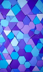 Leinwandbilder - a vibrant geometric pattern composed of various shades of blue and purple hexagonal shapes, creating a visually striking and abstract design