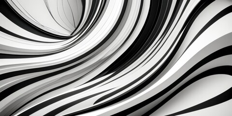 Leinwandbilder - a striking black and white abstract composition featuring a swirling pattern of curved lines and shapes, creating a sense of dynamic movement and energy