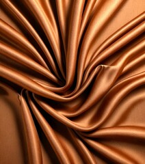 Aufkleber - a close-up view crumpled brown satin fabric, with the folds and creases creating a textured and intricate pattern