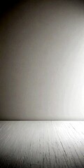 Fototapete - A minimalist white wooden floor with a plain wall in the background