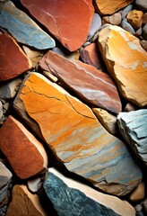 Leinwandbilder - A close-up collection of colorful, jagged rocks and stones, showcasing a variety of hues and textures