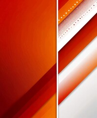 Poster - a vibrant abstract composition with diagonal stripes in red, orange, and white, creating a dynamic visual effect
