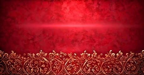 Leinwandbilder - a rich red background with a gold border and intricate floral designs