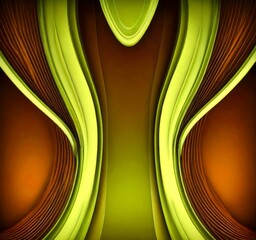 Poster - a striking abstract composition of curved lines in shades of green and brown, creating a sense of movement and dynamism