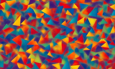 Fototapete - a vibrant abstract pattern composed of numerous overlapping triangles in a variety of colors, including shades of red, orange, yellow, green, blue, and purple The