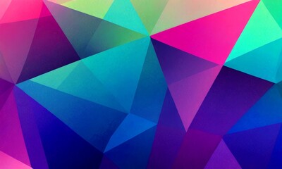 Aufkleber - a vibrant abstract pattern composed of overlapping triangular shapes in various shades of pink, blue, green, and purple