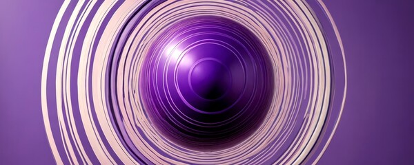 Fototapete - a purple sphere with concentric circles, set against a purple background with white lines