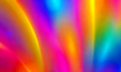 Poster - a vibrant, abstract background with a gradient of colors, including yellow, orange, pink, blue, and purple, creating a rainbow-like effect