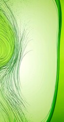 Aufkleber - a vibrant abstract composition with a green background and a curved, green line on the right side The left side is filled with a series of thin, black lines that appear to be
