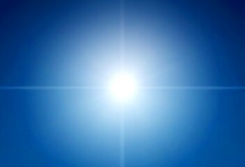 Leinwandbilder - a bright, white sun shining in the clear blue sky, with a slight glare on the right side