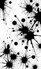 Poster - a striking black and white abstract composition of splattered ink or paint droplets, creating a dynamic and textured visual effect