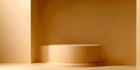 Leinwandbilder - A minimalist image of a pedestal against a beige wall, with a subtle shadow on the right side.