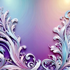 Poster - a decorative border with intricate floral patterns in shades of purple and pink, set against a gradient background transitioning from light to dark purple