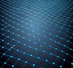 Leinwandbilder - a digital illustration grid-like pattern of interconnected lines and dots, creating a sense of depth and dimensionality The background is a gradient