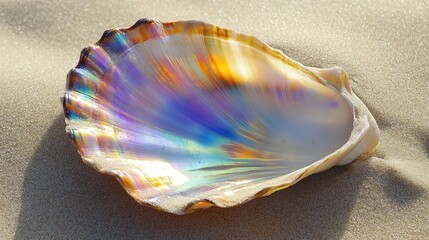 Poster - Beautiful Broken Seashell on Sandy Beach