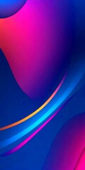 Poster - a vibrant abstract design with a gradient of blue, purple, and orange colors The design includes curved lines and a wave-like pattern, creating a dynamic and visually