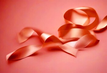 Poster - Soft, flowing pink ribbon against a light pink background
