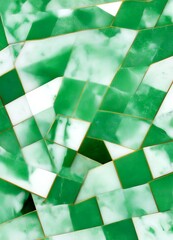 Aufkleber - a close-up view mosaic composed of green and white tiles arranged in a geometric pattern