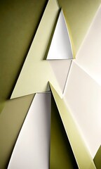 Poster - a geometric composition of overlapping triangular shapes in various shades of green and white, creating a visually striking abstract pattern