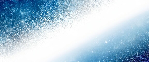 Aufkleber - a gradient background transitioning from blue to white, with a scattering of small white dots or specks across the frame, creating a sense of movement and texture
