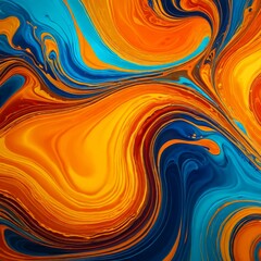Poster - a vibrant abstract pattern composed of swirling lines and shapes in a variety of warm colors, including orange, blue, and yellow The pattern is dynamic and visually