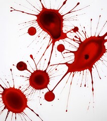 Aufkleber - a close-up view of red paint splatters on a white background