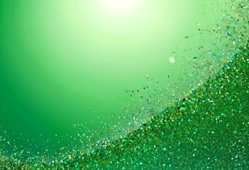 Poster - A vibrant green background with a glittering, sparkling effect, creating a sense of movement and energy