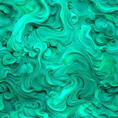Poster - a vibrant, swirling pattern of green hues, reminiscent fluid, organic design The pattern is composed of numerous small, curved shapes that create a sense of movement