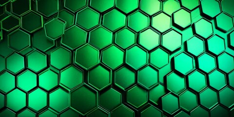Leinwandbilder - a repeating pattern of hexagonal shapes in various shades of green, creating a visually striking and geometric design