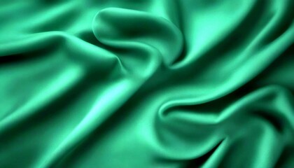 Aufkleber - a close-up view smooth, shiny, and flowing fabric surface in a dark green color