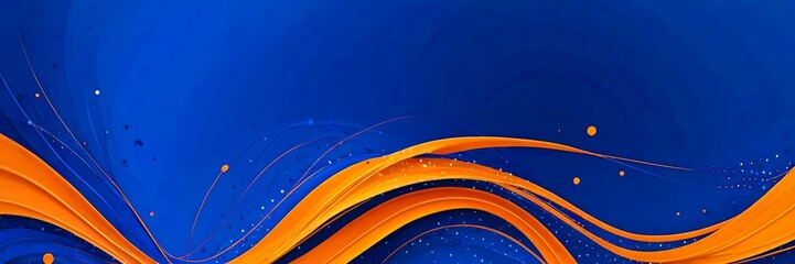 Aufkleber - a vibrant abstract design with orange and blue lines and shapes, creating a dynamic and energetic visual effect