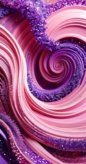 Aufkleber - a close-up view spiral pattern composed of pink and purple hues, with a glittery texture and a textured purple border