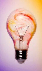 Poster - A light bulb with a colorful swirl pattern inside, set against a gradient background