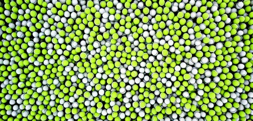 Aufkleber - A vibrant array of tennis balls in various shades of green and white fills the frame, creating a visually striking and dynamic composition